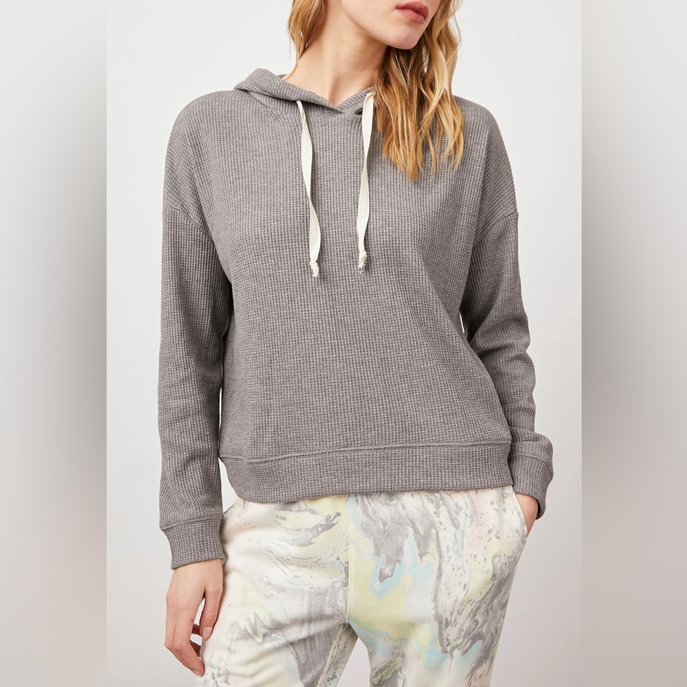 Rails Murray Waffle Knit Pullover Hoodie Shirt in Heather Gray Grey Size Medium